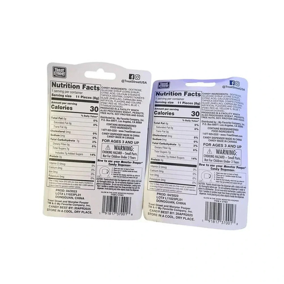 (2) Two Treat Street Glow-In-the-Dark Monster Candy Poopers Purple & Green NEW - Picture 2 of 2